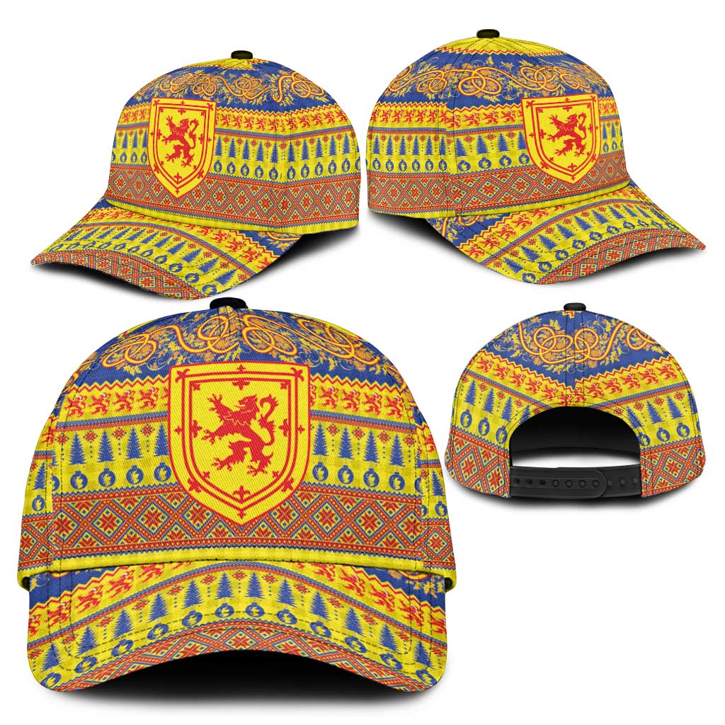 Scottish Christmas Classic Cap Scotland Thistle and Celtic Knot Yellow-Red Color LT03