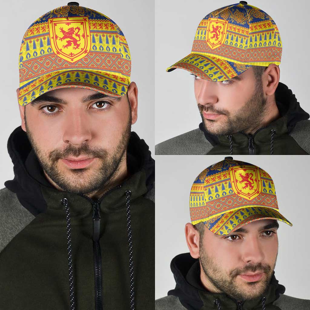 Scottish Christmas Classic Cap Scotland Thistle and Celtic Knot Yellow-Red Color LT03