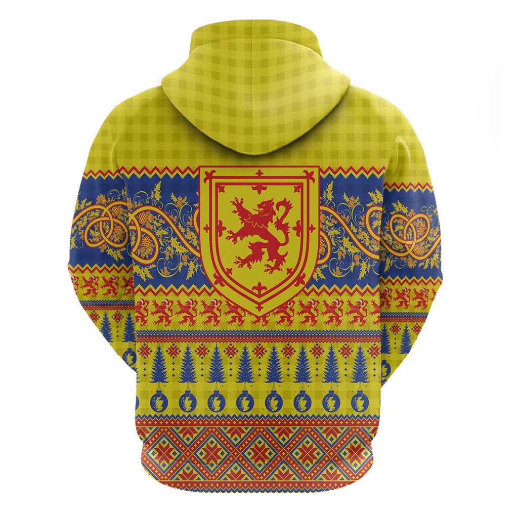 Scottish Christmas Hoodie Scotland Thistle and Celtic Knot Yellow-Red Color LT03