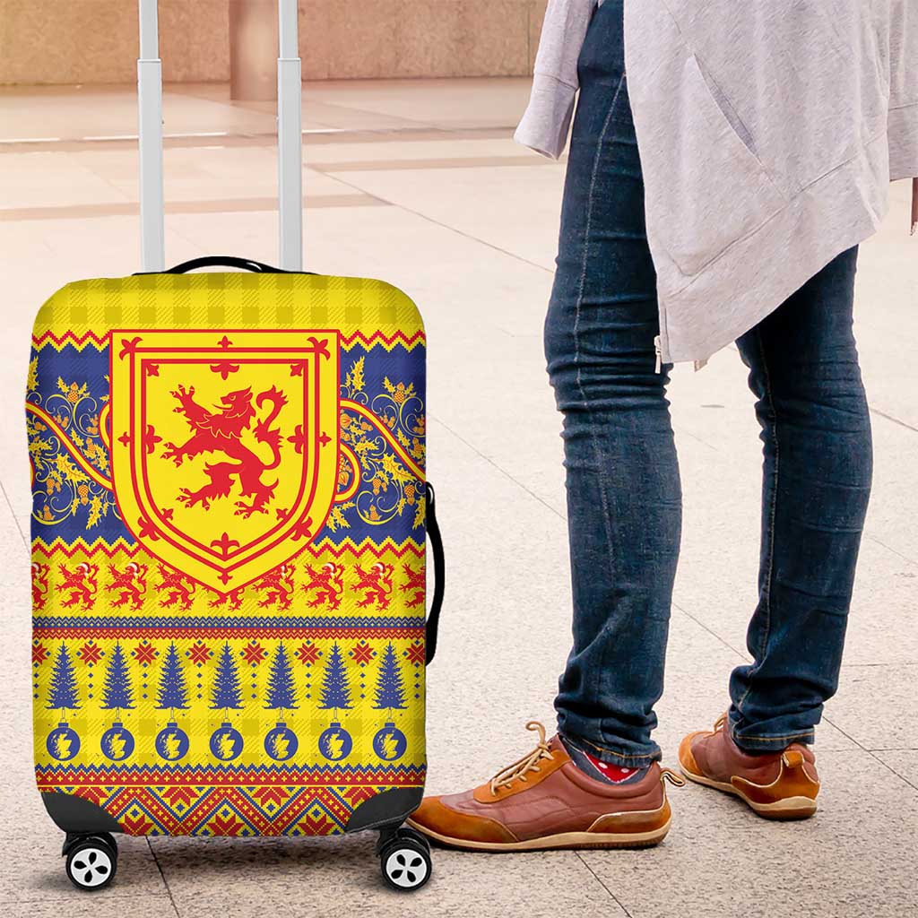 Scottish Christmas Luggage Cover Scotland Thistle and Celtic Knot Yellow-Red Color LT03