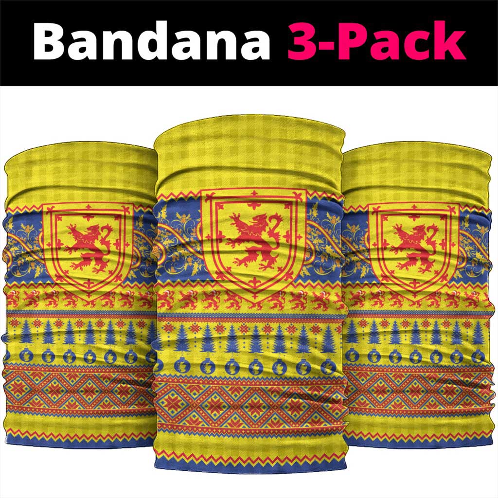 Scottish Christmas Neck Gaiter Scotland Thistle and Celtic Knot Yellow-Red Color LT03