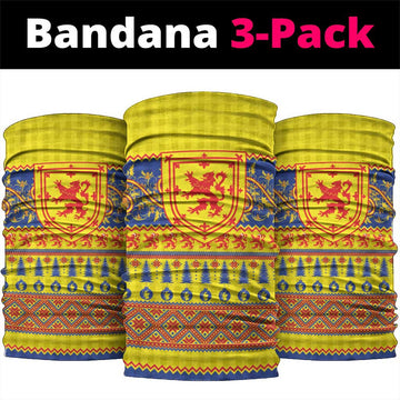 Scottish Christmas Neck Gaiter Scotland Thistle and Celtic Knot Yellow-Red Color LT03