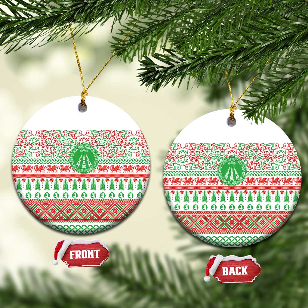 Welsh Christmas Ceramic Ornament Awen and Celtics Culture with Xmas Elements LT03