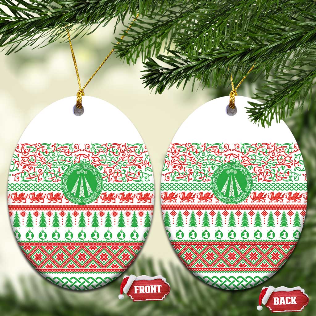 Welsh Christmas Ceramic Ornament Awen and Celtics Culture with Xmas Elements LT03
