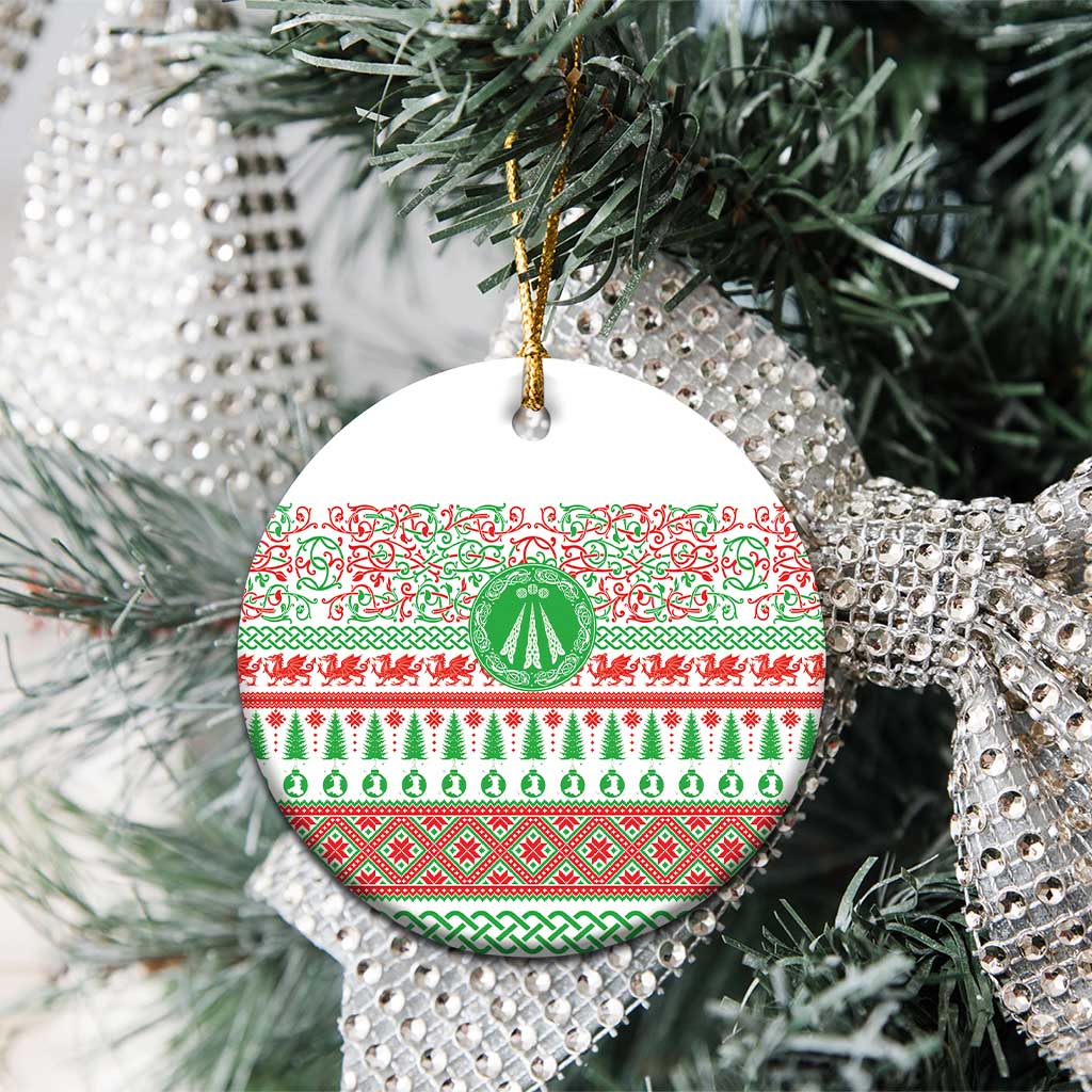 Welsh Christmas Ceramic Ornament Awen and Celtics Culture with Xmas Elements LT03
