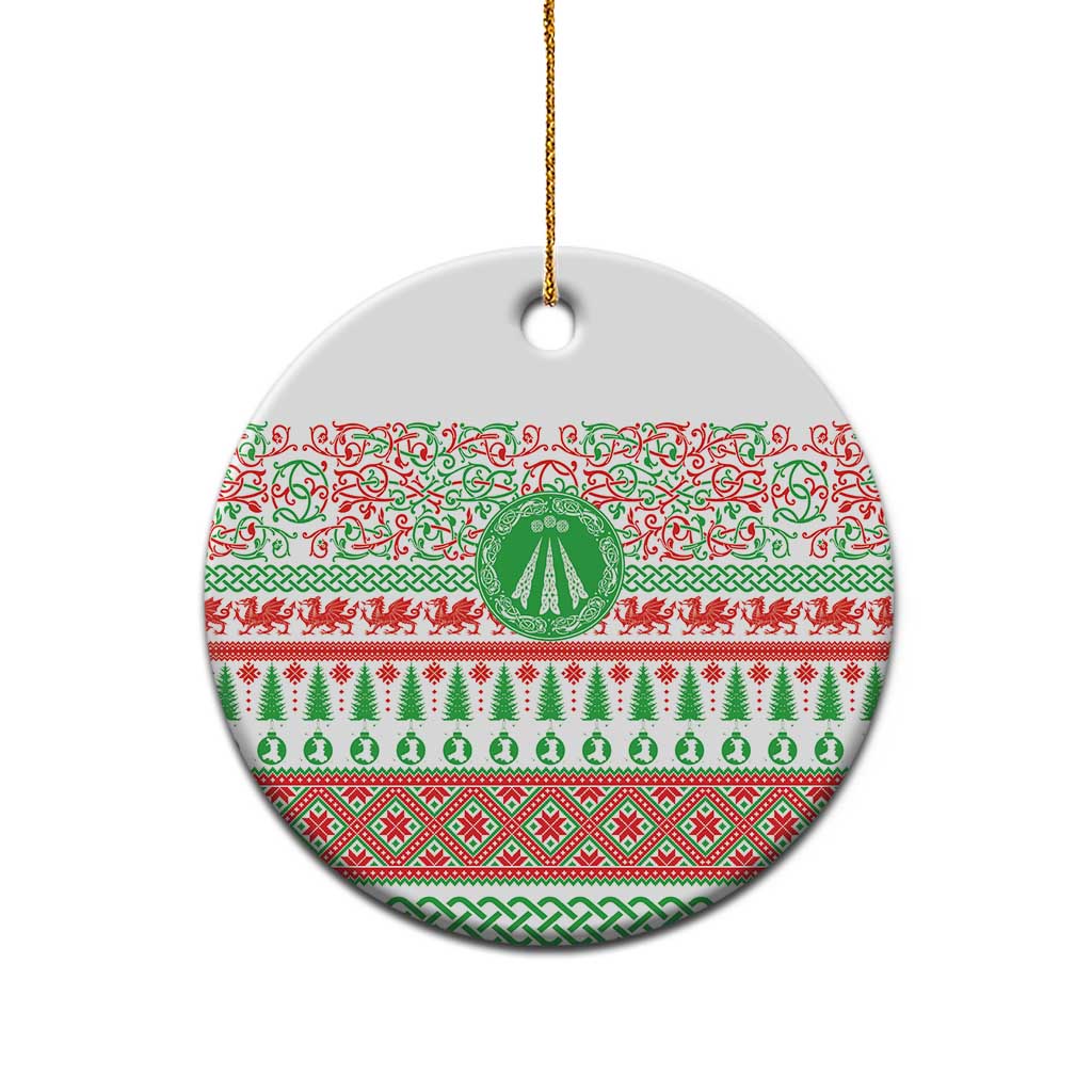 Welsh Christmas Ceramic Ornament Awen and Celtics Culture with Xmas Elements LT03