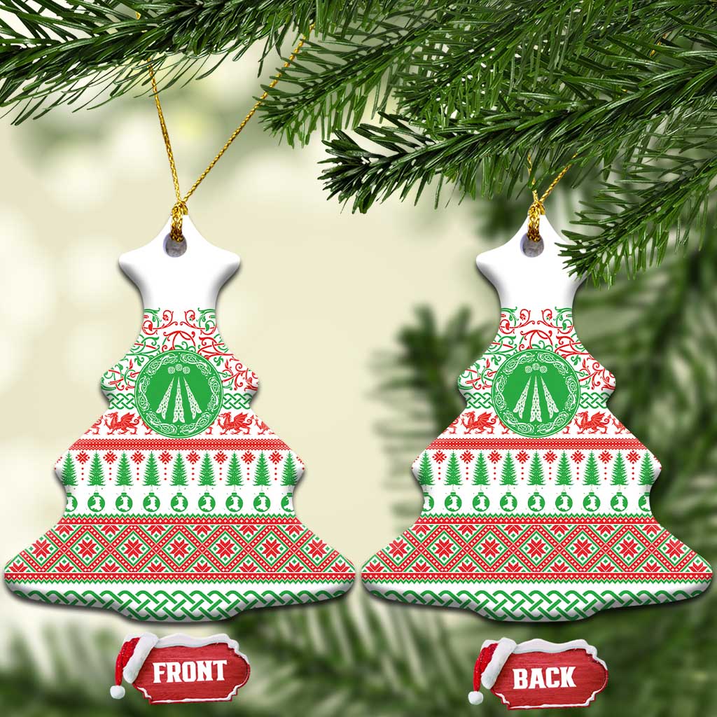 Welsh Christmas Ceramic Ornament Awen and Celtics Culture with Xmas Elements LT03