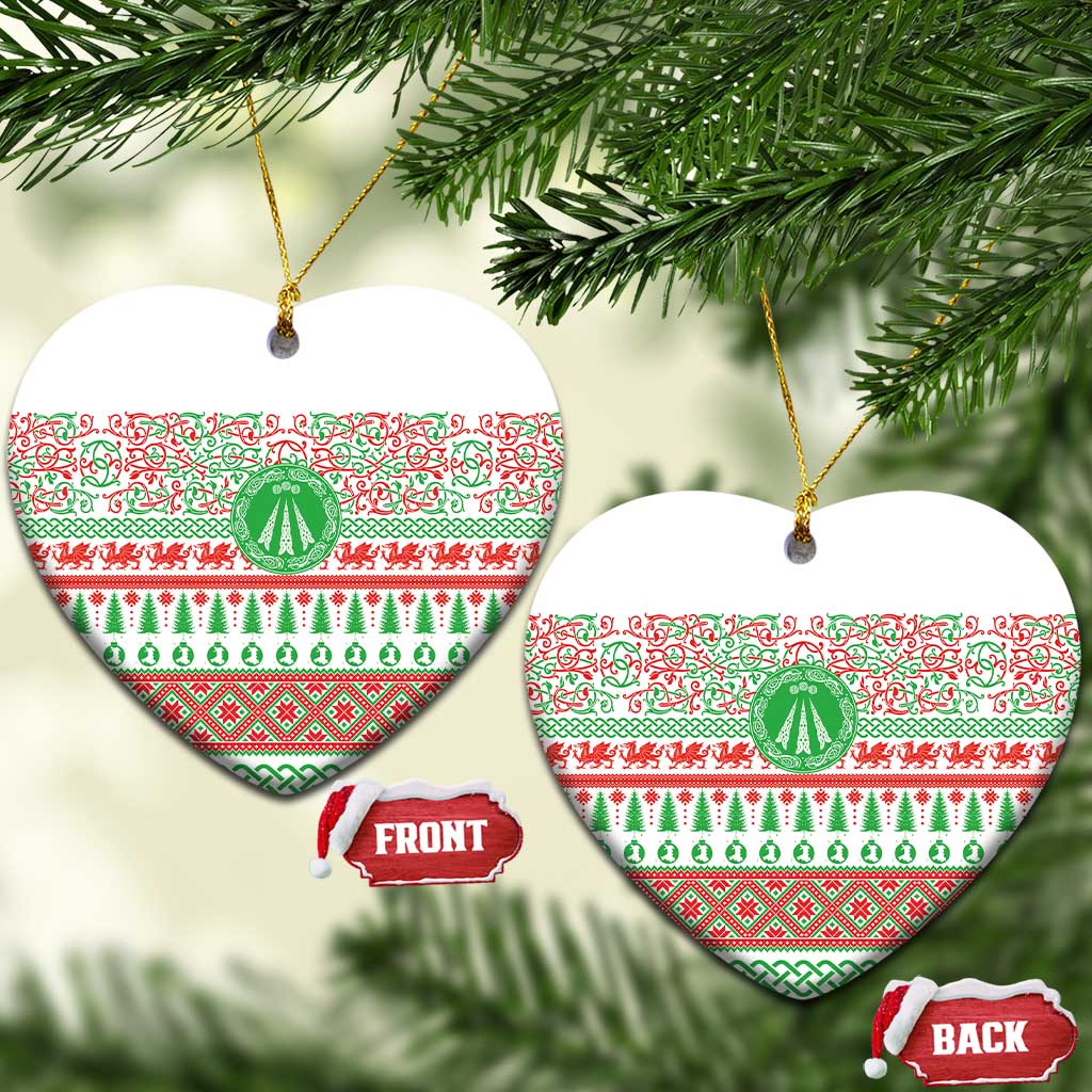 Welsh Christmas Ceramic Ornament Awen and Celtics Culture with Xmas Elements LT03