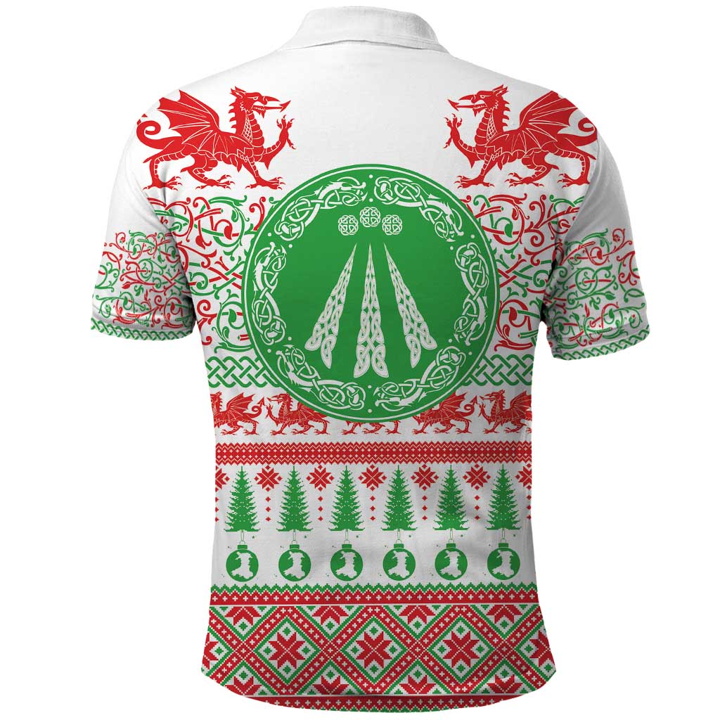 Welsh Christmas Polo Shirt Awen and Celtics Culture with Xmas Elements LT03