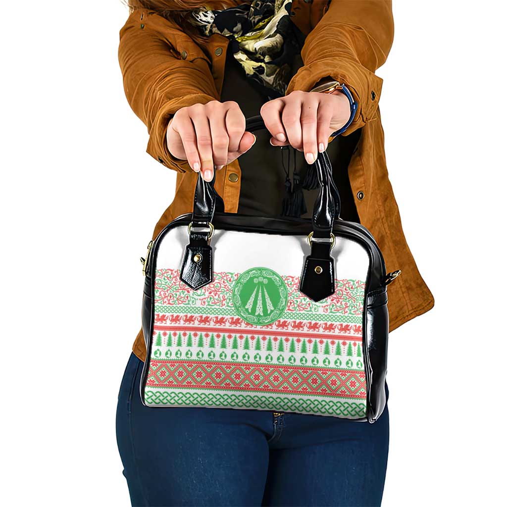 Welsh Christmas Shoulder Handbag Awen and Celtics Culture with Xmas Elements LT03