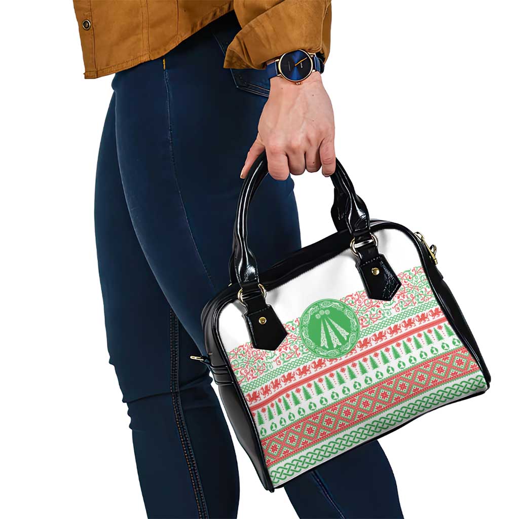 Welsh Christmas Shoulder Handbag Awen and Celtics Culture with Xmas Elements LT03