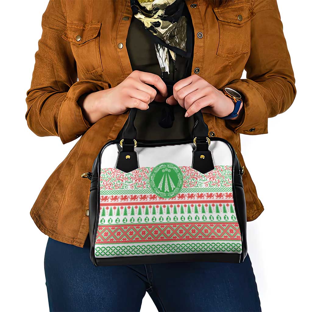 Welsh Christmas Shoulder Handbag Awen and Celtics Culture with Xmas Elements LT03