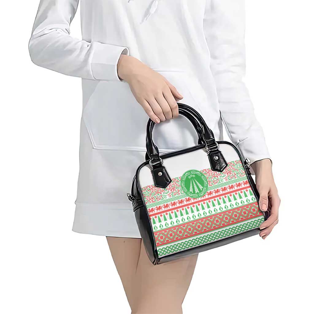 Welsh Christmas Shoulder Handbag Awen and Celtics Culture with Xmas Elements LT03