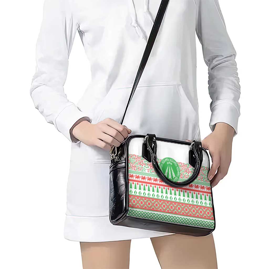 Welsh Christmas Shoulder Handbag Awen and Celtics Culture with Xmas Elements LT03