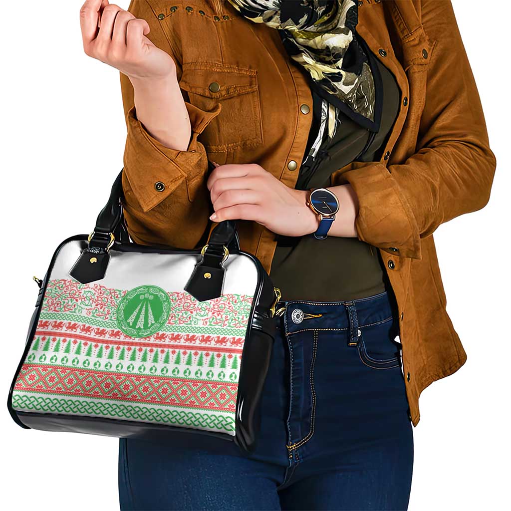 Welsh Christmas Shoulder Handbag Awen and Celtics Culture with Xmas Elements LT03