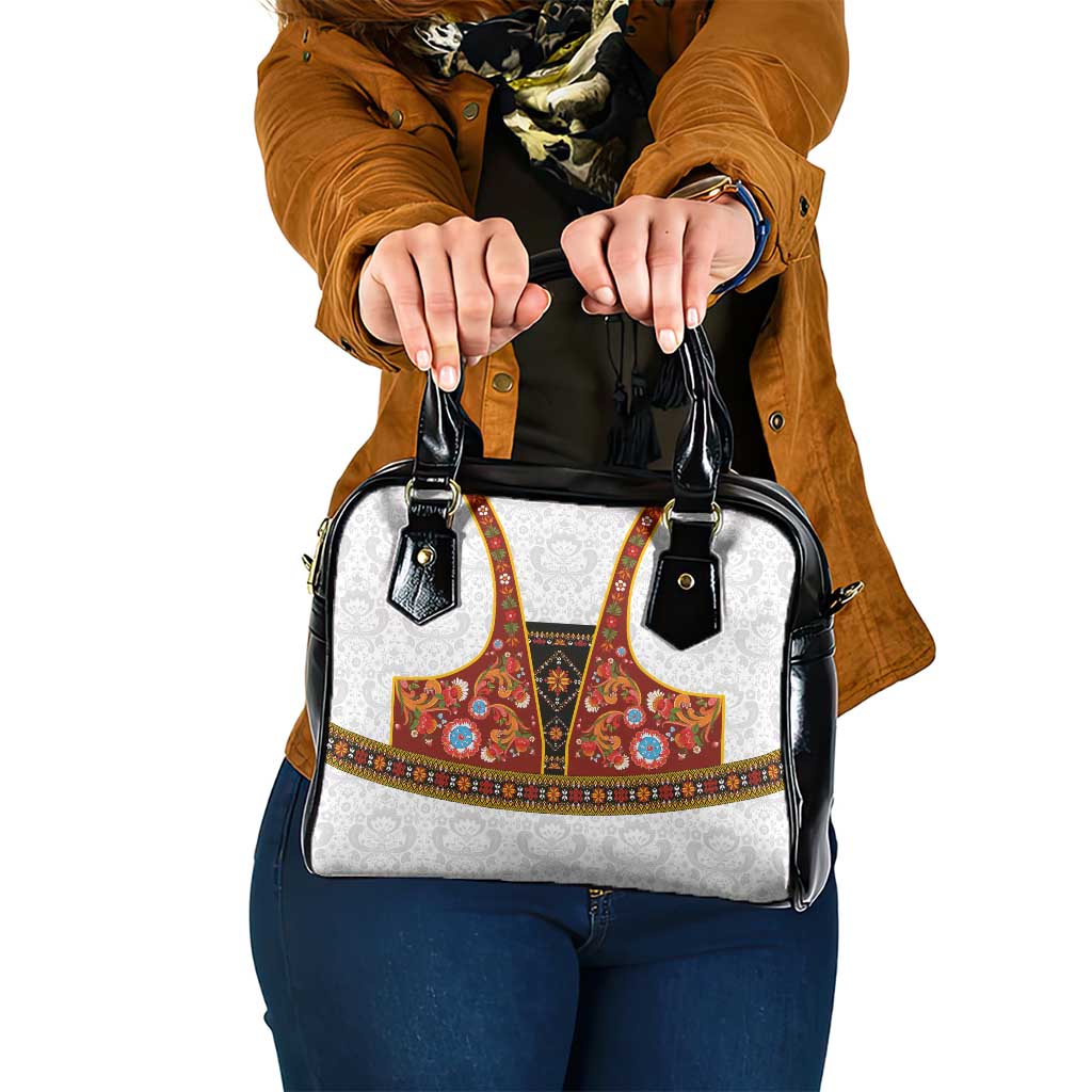Norwegian Female Bunad Shoulder Handbag with Rosemaling Folk Art Red Color LT03