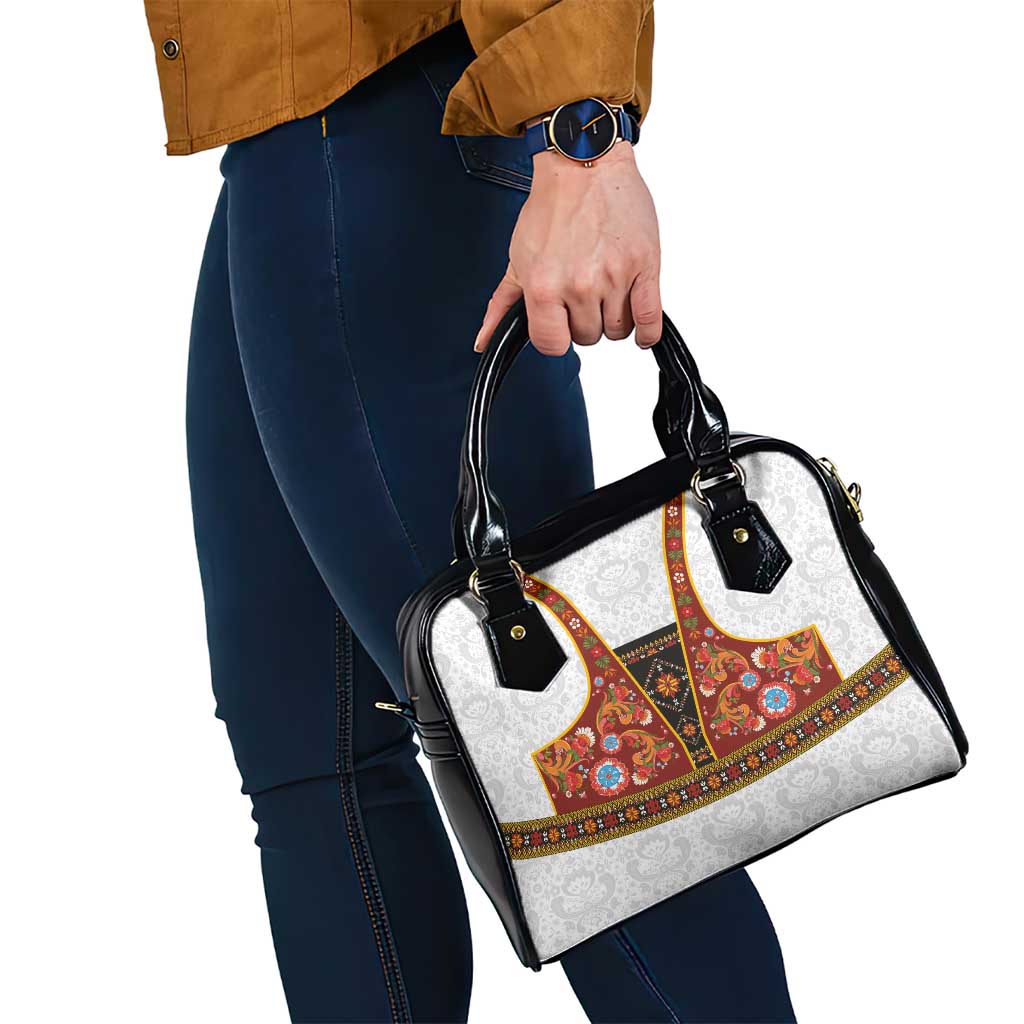 Norwegian Female Bunad Shoulder Handbag with Rosemaling Folk Art Red Color LT03