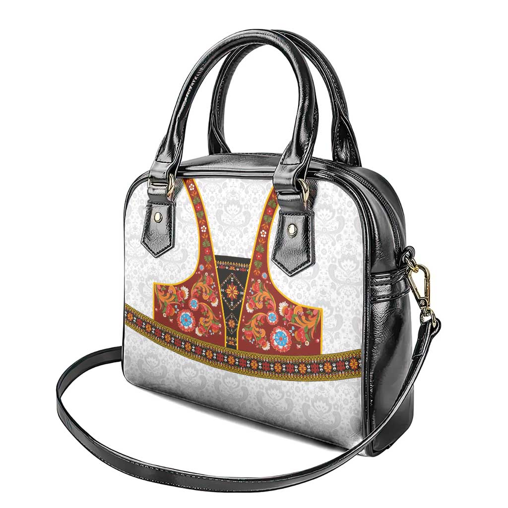 Norwegian Female Bunad Shoulder Handbag with Rosemaling Folk Art Red Color LT03