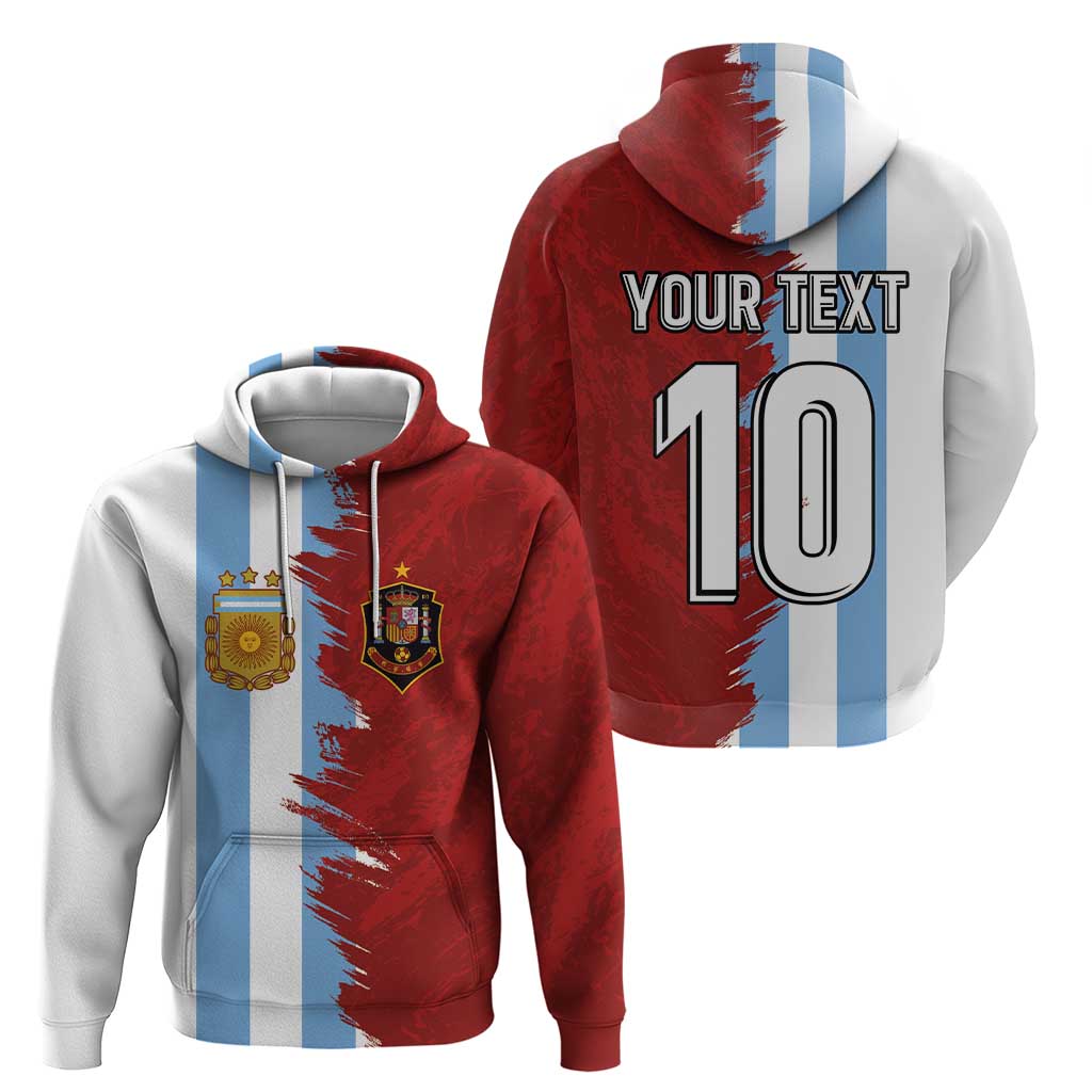 Half Argentina and Half Spain Football Hoodie Grunge Style LT03