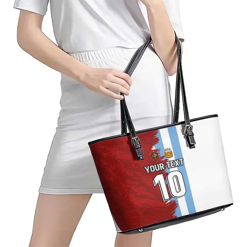 Half Argentina and Half Spain Football Leather Tote Bag Grunge Style LT03