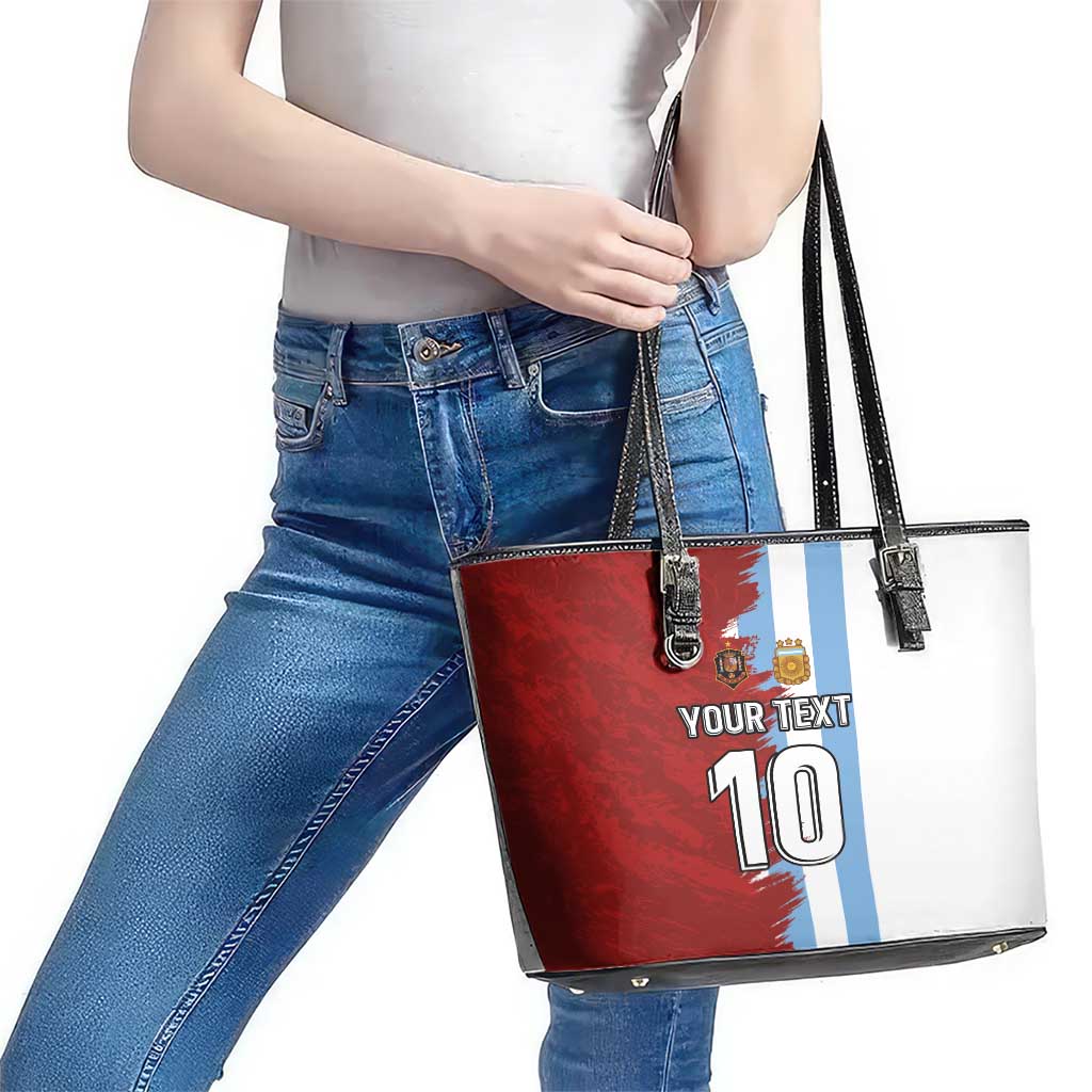 Half Argentina and Half Spain Football Leather Tote Bag Grunge Style LT03