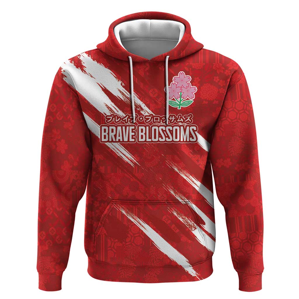 Custom Rugby Japan Hoodie The Champion Brave Blossoms Red Color LT03