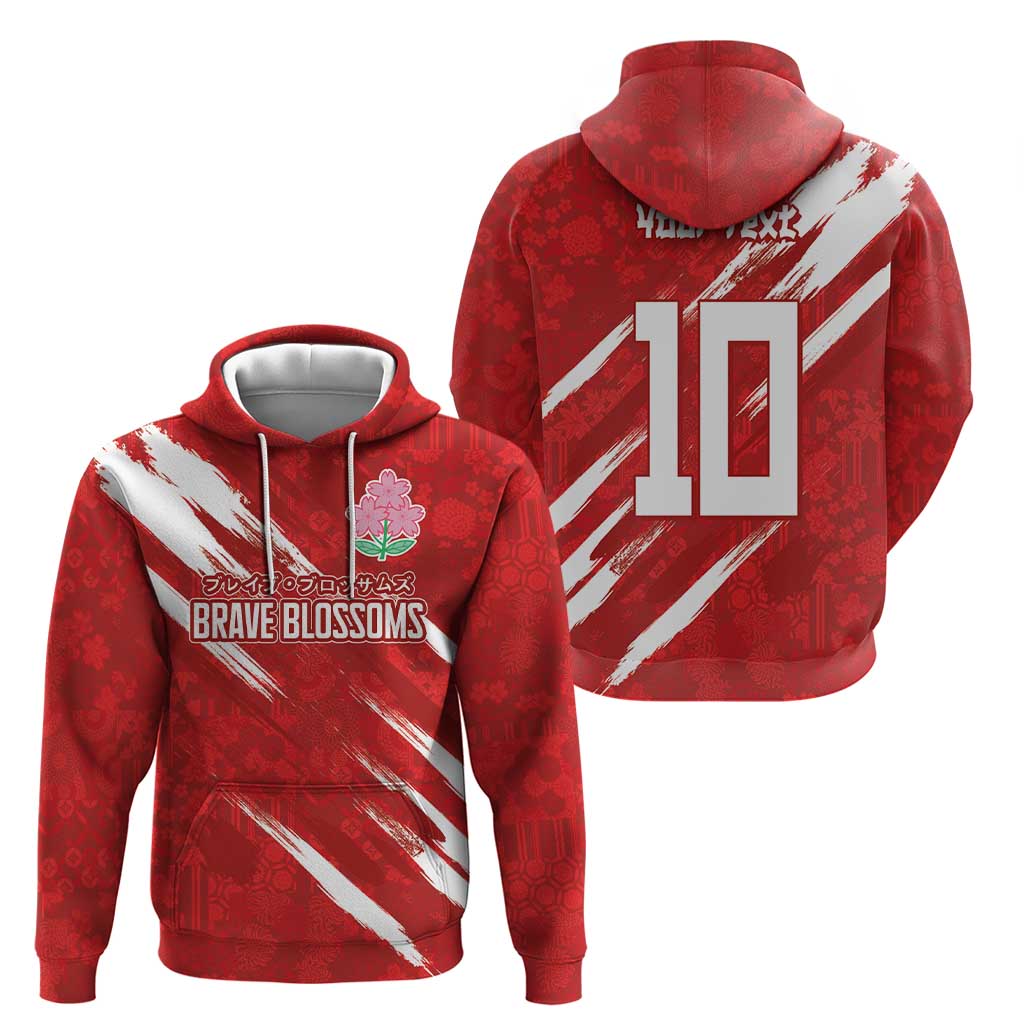 Custom Rugby Japan Hoodie The Champion Brave Blossoms Red Color LT03