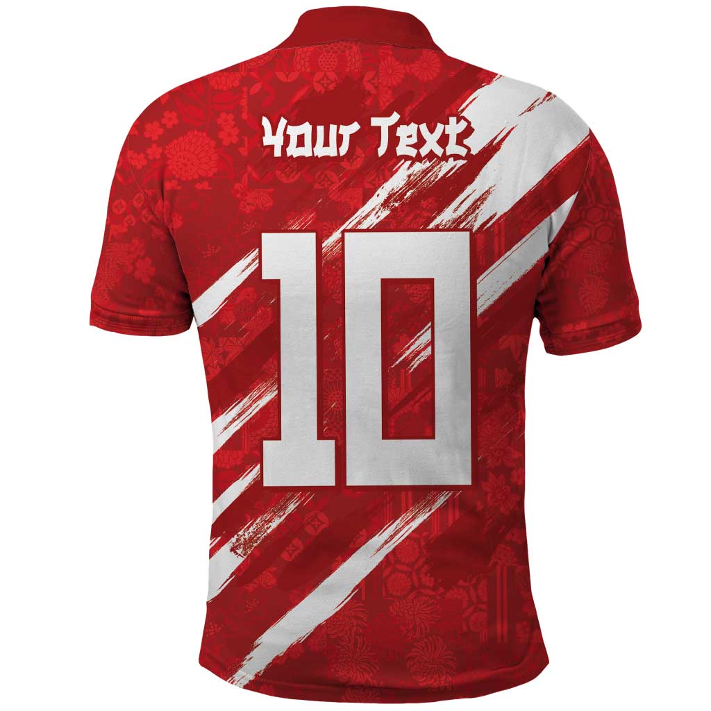 Custom Rugby Japan Polo Shirt The Champion Brave Blossoms Red Color LT03