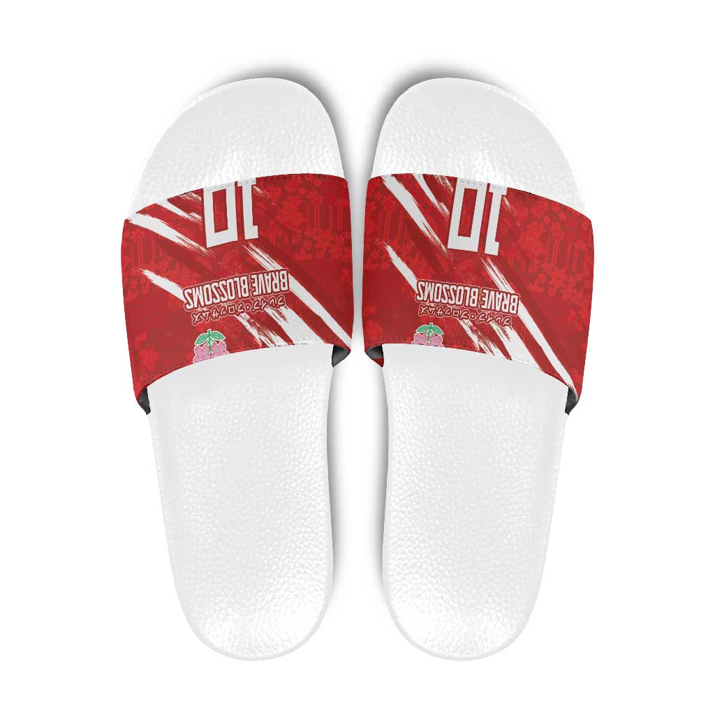 Custom Rugby Japan Slide Sandals The Champion Brave Blossoms Red Color LT03