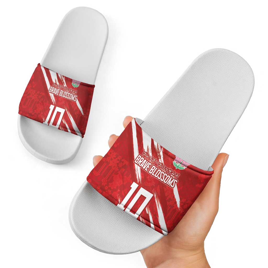 Custom Rugby Japan Slide Sandals The Champion Brave Blossoms Red Color LT03