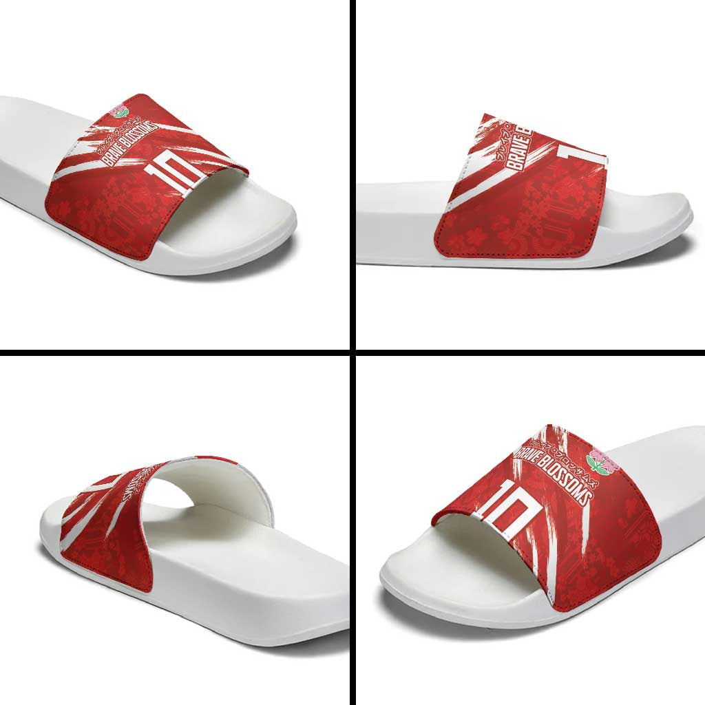 Custom Rugby Japan Slide Sandals The Champion Brave Blossoms Red Color LT03