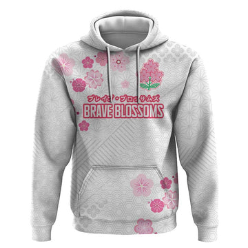 Custom Rugby Japan Hoodie The Champion Brave Blossoms White Color LT03