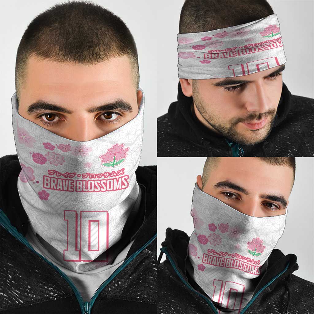 Custom Rugby Japan Neck Gaiter The Champion Brave Blossoms White Color LT03
