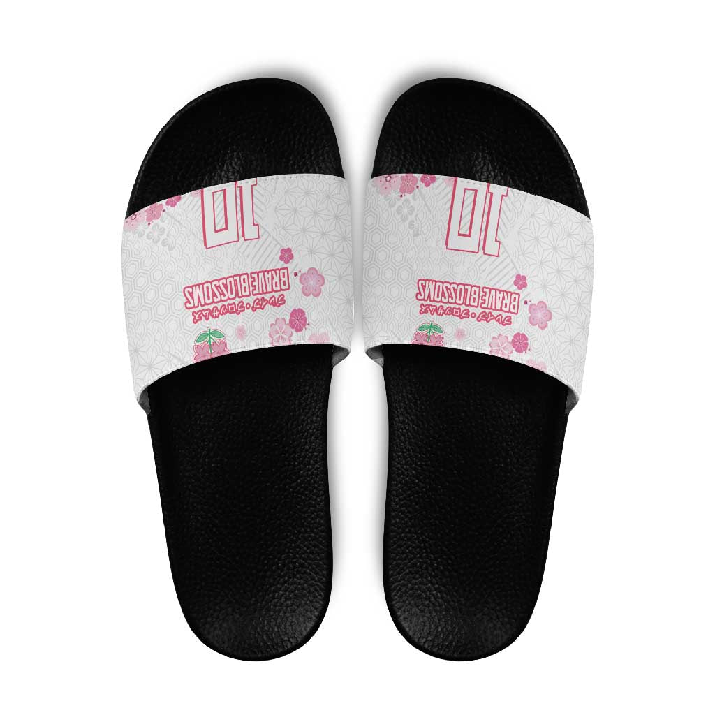 Custom Rugby Japan Slide Sandals The Champion Brave Blossoms White Color LT03