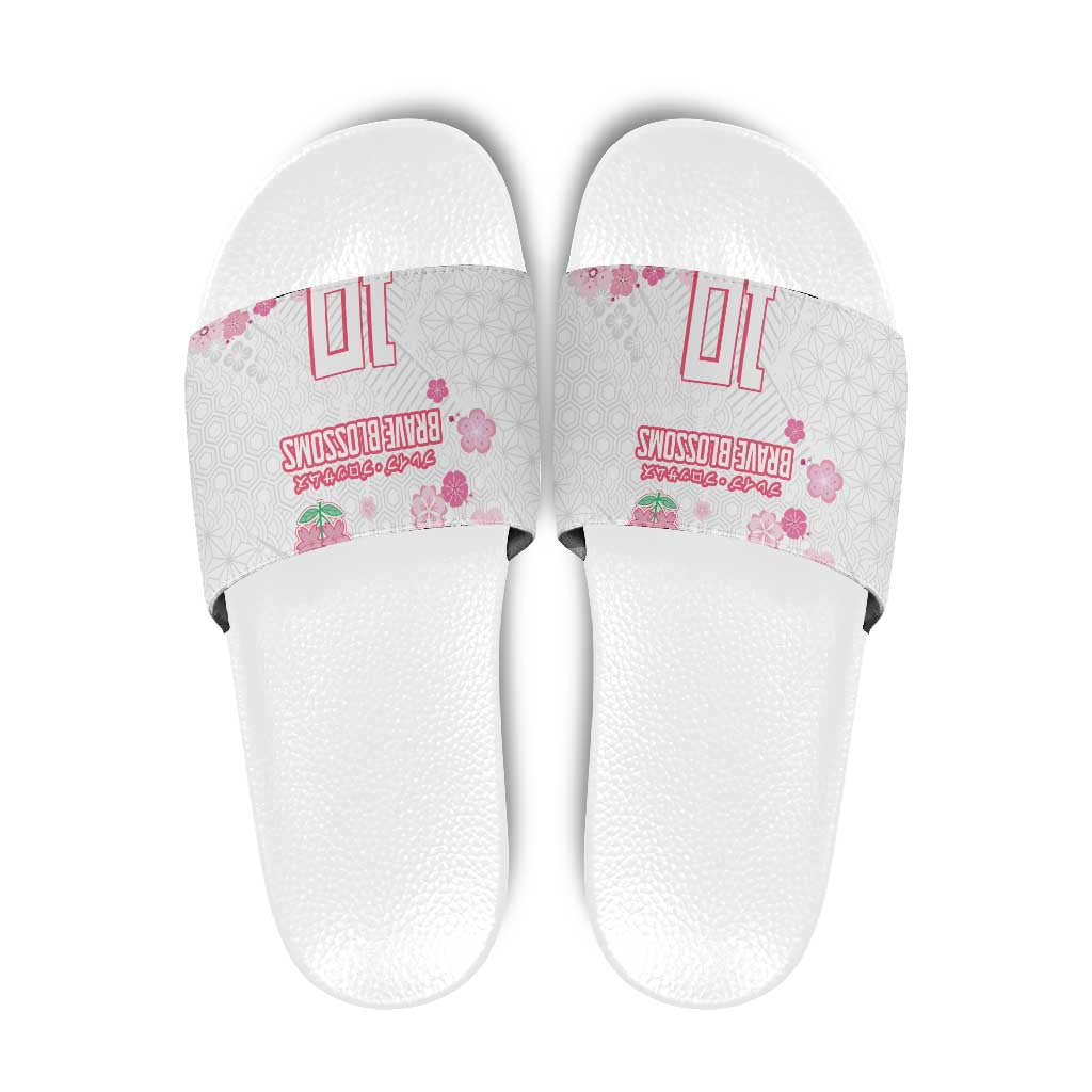 Custom Rugby Japan Slide Sandals The Champion Brave Blossoms White Color LT03