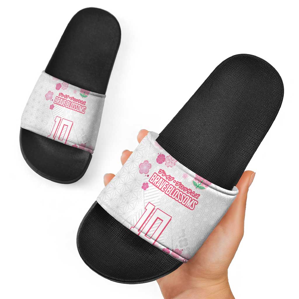 Custom Rugby Japan Slide Sandals The Champion Brave Blossoms White Color LT03