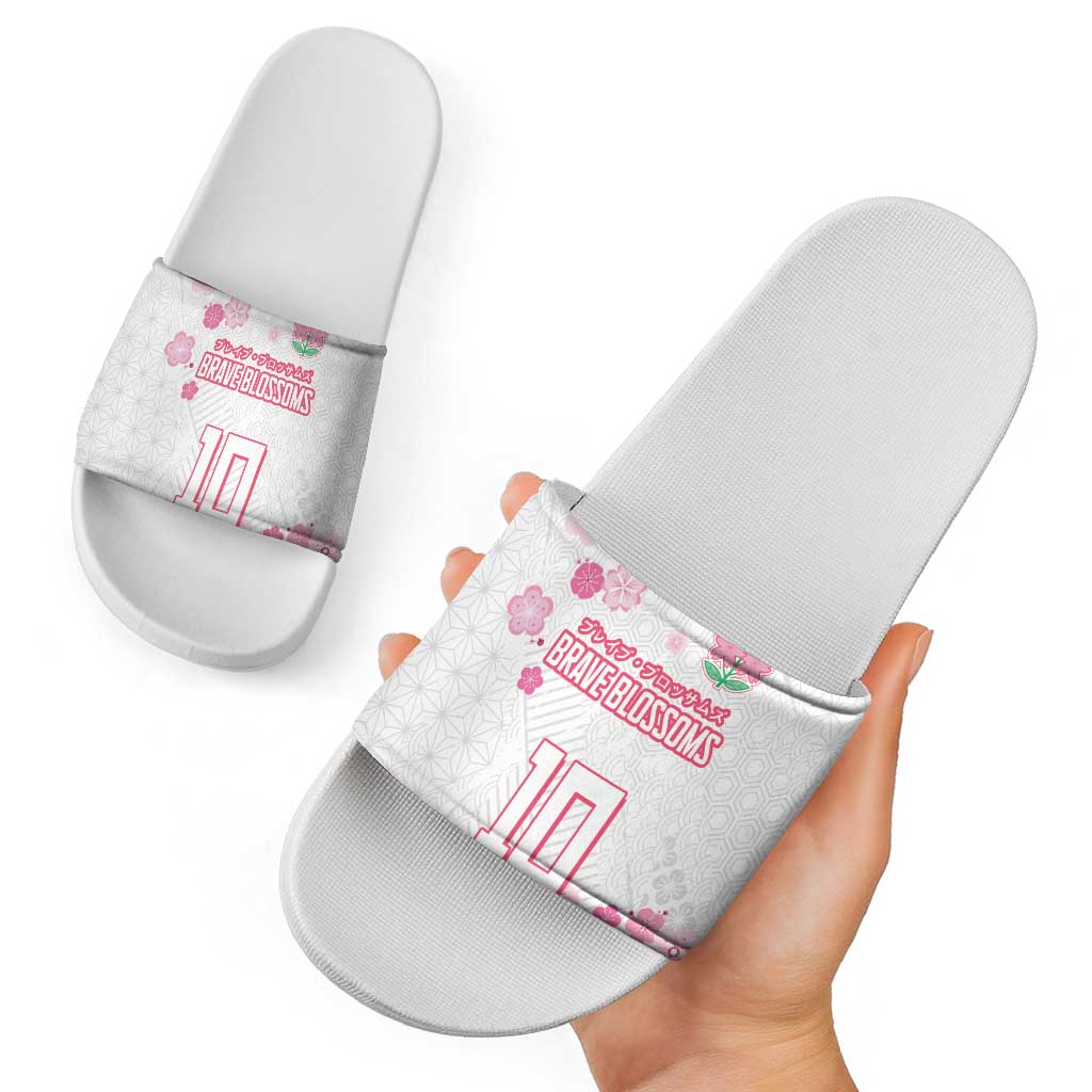 Custom Rugby Japan Slide Sandals The Champion Brave Blossoms White Color LT03