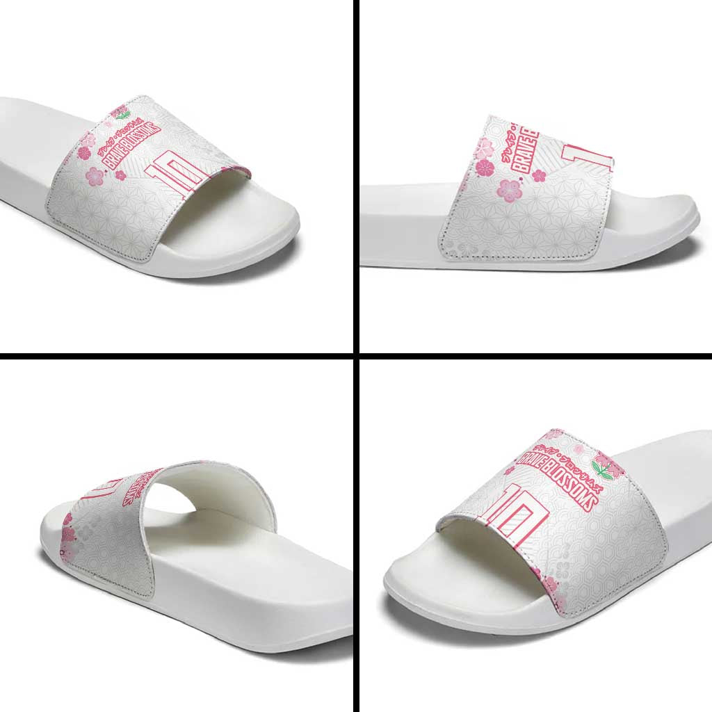 Custom Rugby Japan Slide Sandals The Champion Brave Blossoms White Color LT03