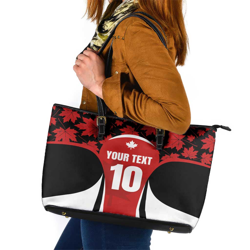 Custom Canada Pacific Rugby 2024 Leather Tote Bag Maple Pattern Jersey LT03