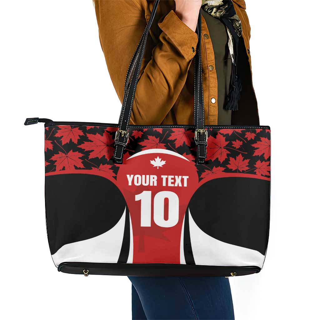 Custom Canada Pacific Rugby 2024 Leather Tote Bag Maple Pattern Jersey LT03