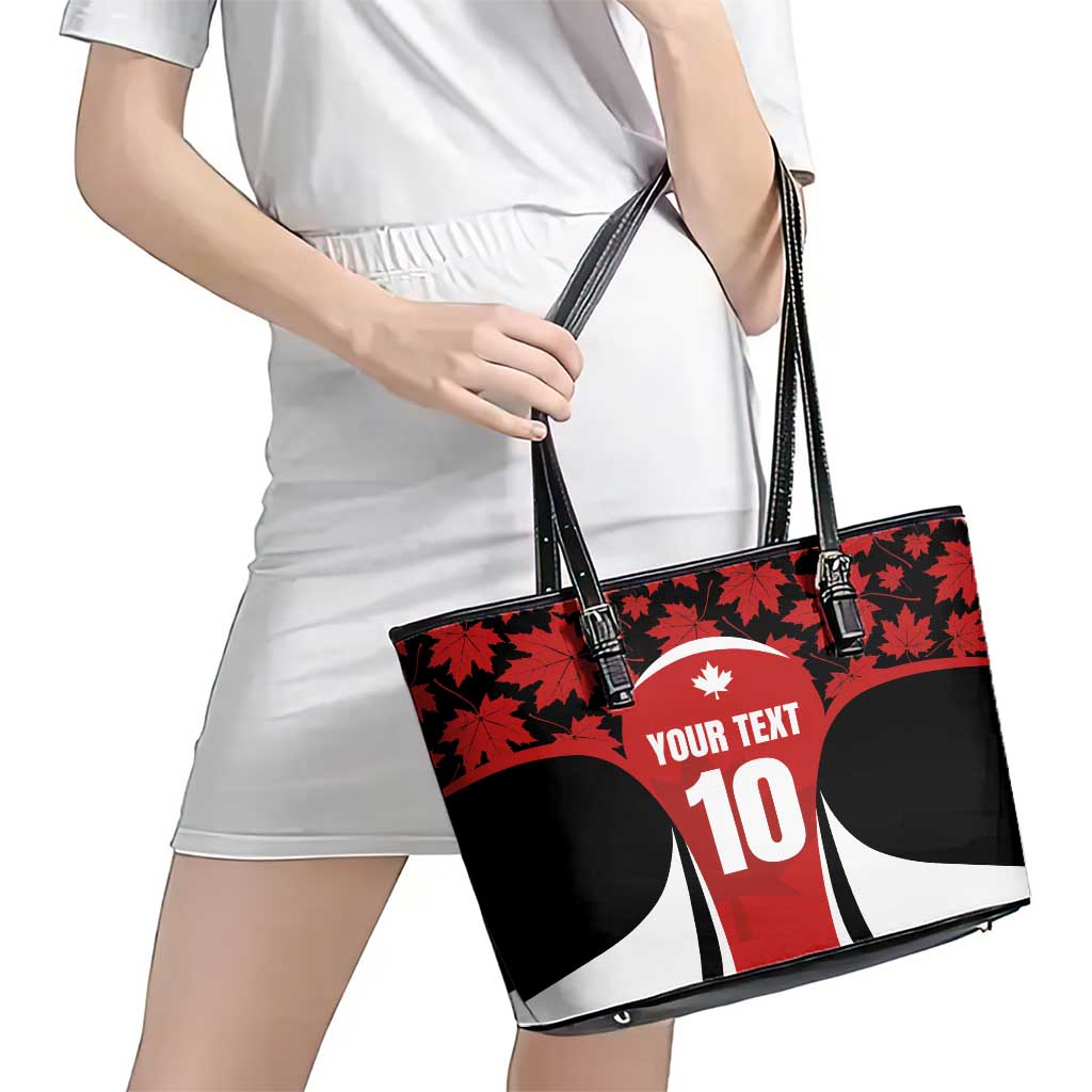 Custom Canada Pacific Rugby 2024 Leather Tote Bag Maple Pattern Jersey LT03