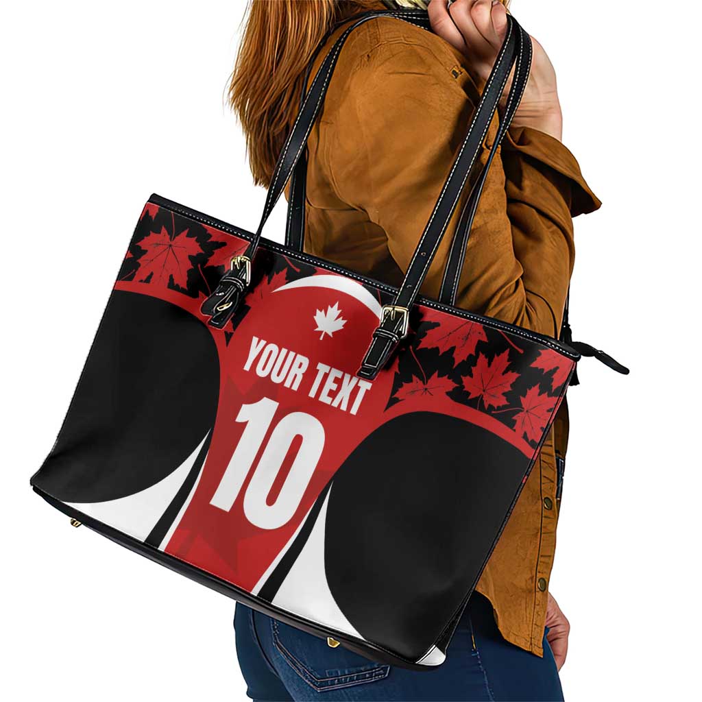 Custom Canada Pacific Rugby 2024 Leather Tote Bag Maple Pattern Jersey LT03