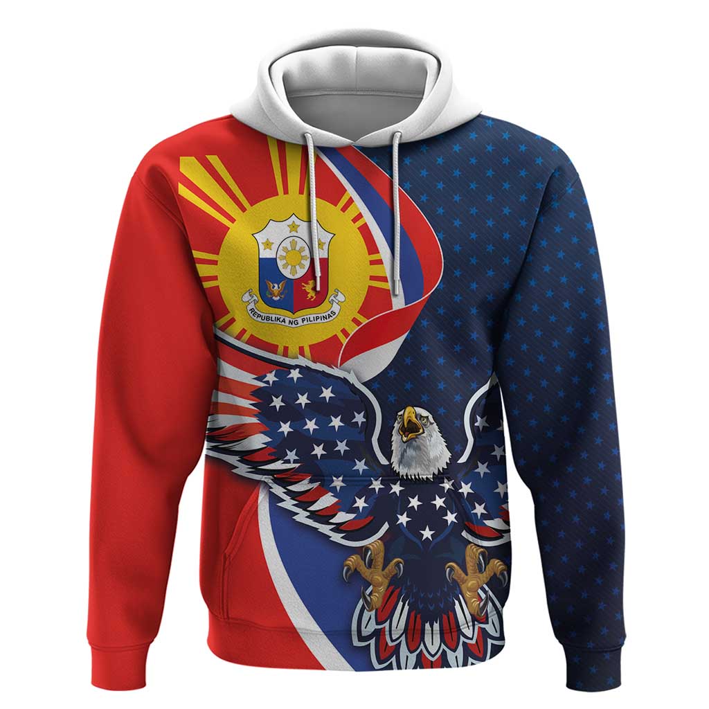 Filipino American History Month Hoodie USA Eagle and Philippines Sun Symbol with National Flag LT03
