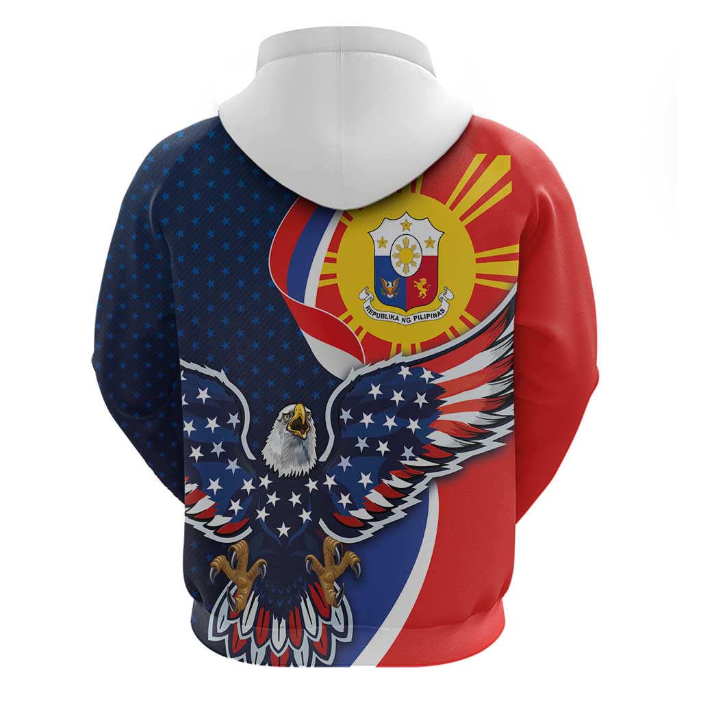 Filipino American History Month Hoodie USA Eagle and Philippines Sun Symbol with National Flag LT03