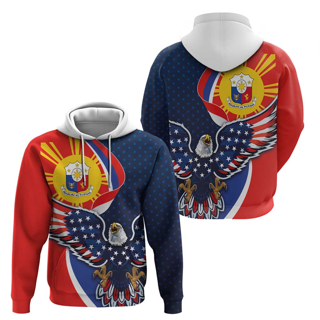 Filipino American History Month Hoodie USA Eagle and Philippines Sun Symbol with National Flag LT03