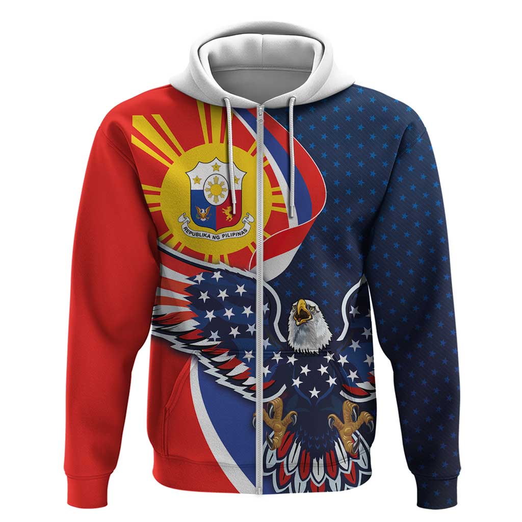 Filipino American History Month Hoodie USA Eagle and Philippines Sun Symbol with National Flag LT03