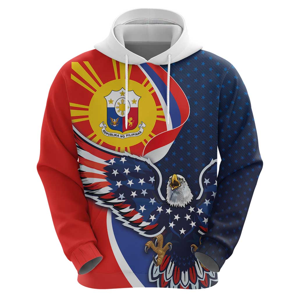 Filipino American History Month Hoodie USA Eagle and Philippines Sun Symbol with National Flag LT03