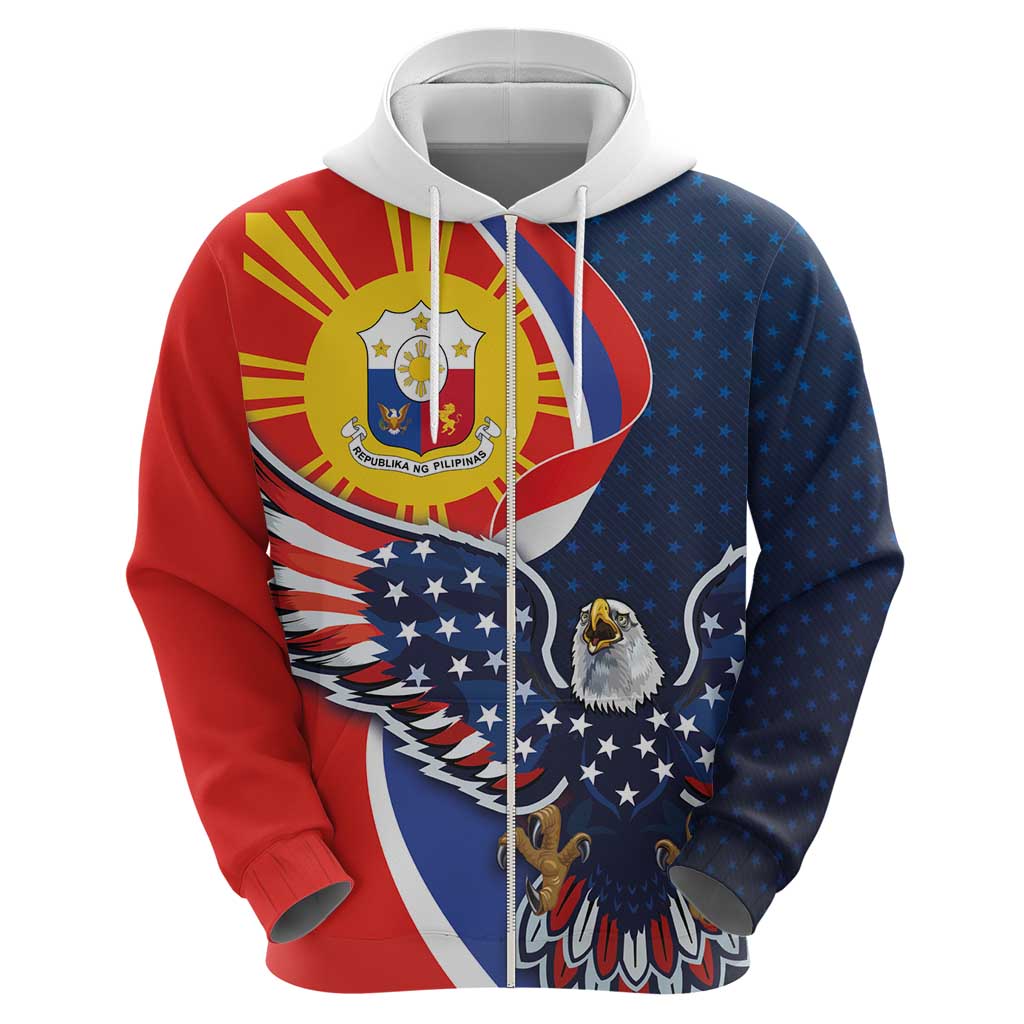 Filipino American History Month Hoodie USA Eagle and Philippines Sun Symbol with National Flag LT03