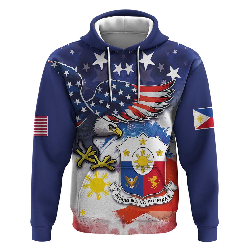 Filipino American History Month Hoodie USA Eagle and Philippines Coat of Arms Symbol with National Flag LT03