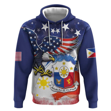 Filipino American History Month Hoodie USA Eagle and Philippines Coat of Arms Symbol with National Flag LT03